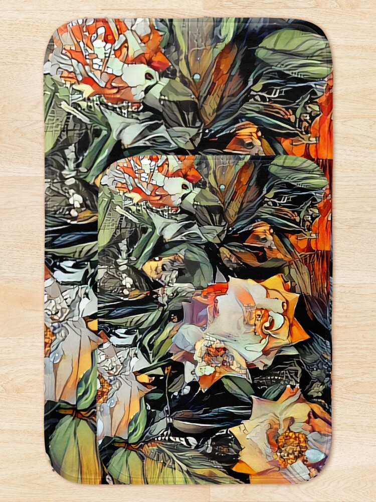 Thumbnail 5 of 6, Bath Mat, Psychedelic Autumn Roses designed and sold by BrendanARing.