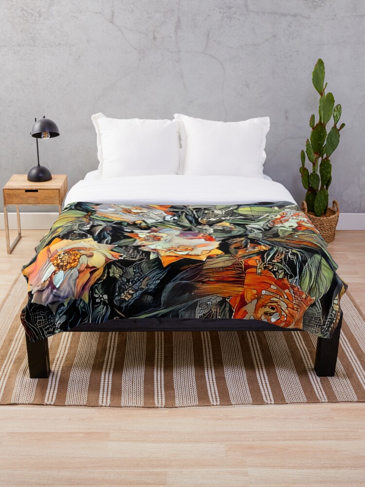 Thumbnail 1 of 6, Throw Blanket, Psychedelic Autumn Roses designed and sold by BrendanARing.