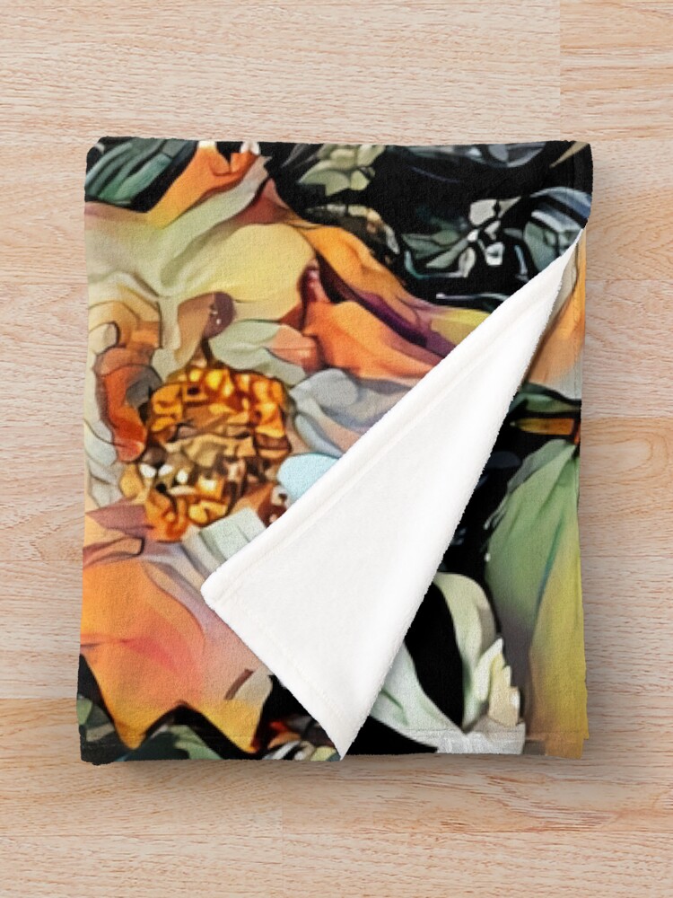 Thumbnail 3 of 6, Throw Blanket, Psychedelic Autumn Roses designed and sold by BrendanARing.