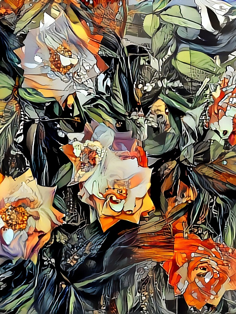 Thumbnail 3 of 3, Scarf, Psychedelic Autumn Roses designed and sold by BrendanARing.