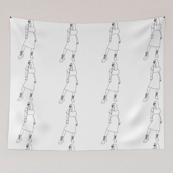 Item preview, Simple minimalistic Black and white Outline of a girl dressed in a cute outfit designed and sold by Sophie0854.