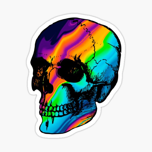 v2 Trippy Technicolor Skull Sticker
