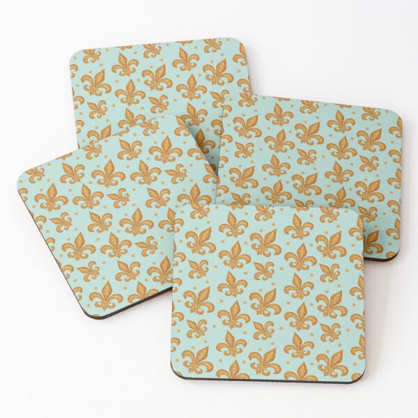 Item preview, Art Deco Fleur-de-lis Pattern // Vintage // Gold and Teal designed and sold by Lavender Mint Graphics.