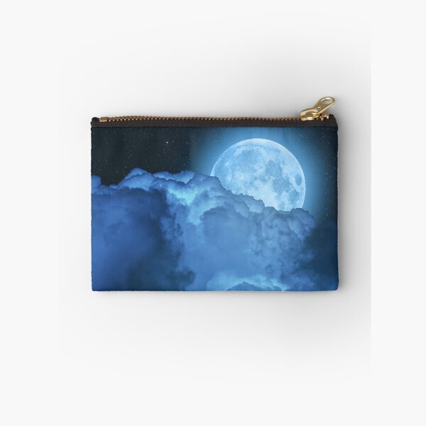 Item preview, Blue super moon glowing against starry cloudy sky designed and sold by Lukasz Szczepanski.