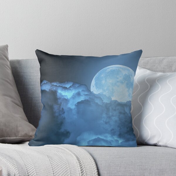 Item preview, Blue super moon glowing against cloudy sky designed and sold by Lukasz Szczepanski.