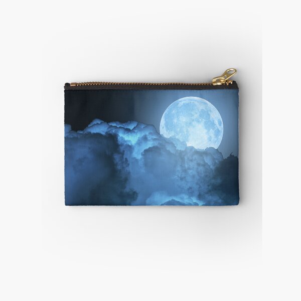 Item preview, Blue super moon glowing against cloudy sky designed and sold by Lukasz Szczepanski.