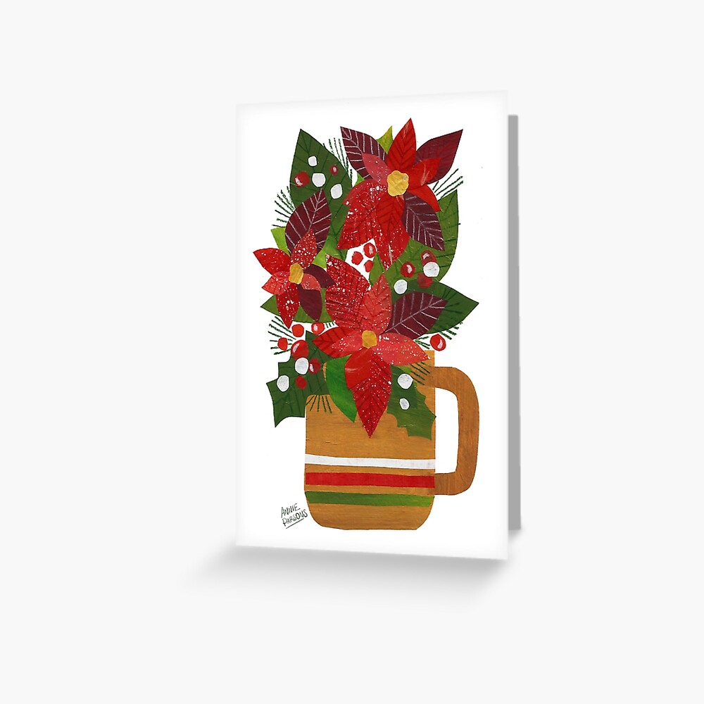 Holiday Poinsettia Collage Greeting Card