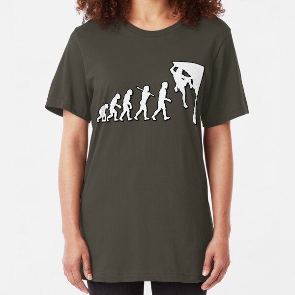 Evolution Rock Climbing by Stencil8 Slim Fit T-Shirt