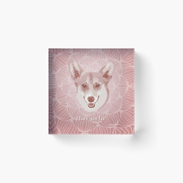 Item preview, Corgi Pink Blush Smiling Face "I love you too" designed and sold by DuFauna.