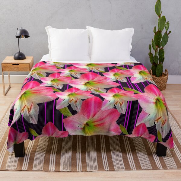 Item preview, MODERN  ART PATTERNS OF PINK AMARYLLIS GARDEN ON  BLACK ART designed and sold by sharlesart.