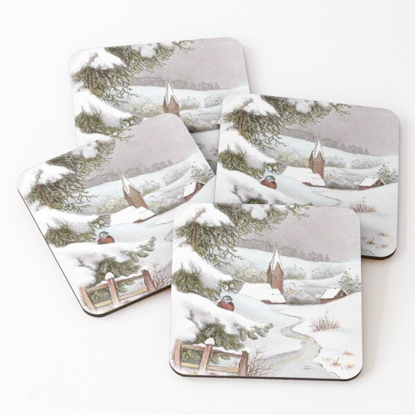 Item preview, Bird in Snowy Pine Tree Vintage New Year designed and sold by fenneltea.