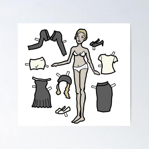 Paper Doll Pieces - Black and White and Blonde" Poster for Sale by  LochNestFarm | Redbubble