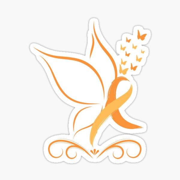 Leukemia Cancer Survivor Butterfly With Orange Ribbon Sticker By