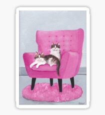 The Pink Chair Cats Sticker