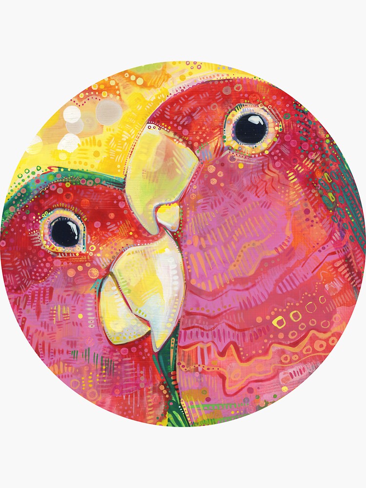 Peach-faced Lovebird Painting - 2012 by gwennpaints