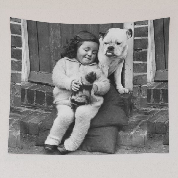 Item preview, Vintage dog cute photo Bulldog Dogs retro pet girl and doll designed and sold by Coolstuff4you71.