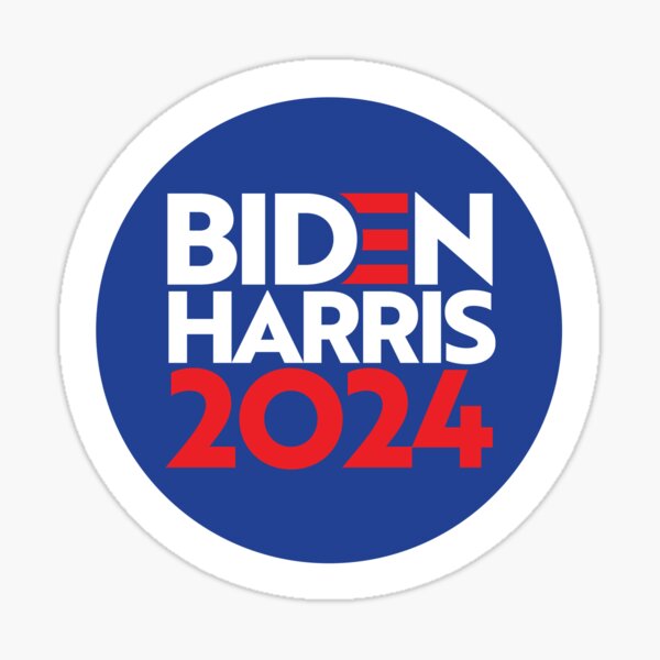 "BIDEN HARRIS 2024 BUTTON (blue)" Sticker for Sale by popdesigner