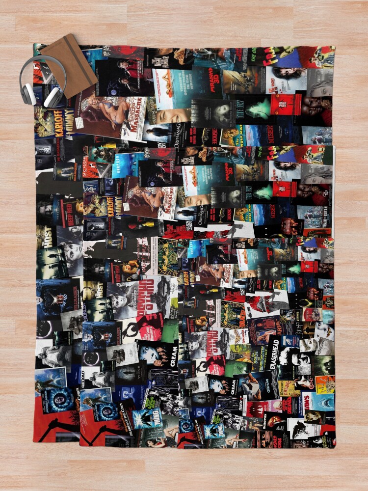Alternate view of 100 Best Horror Movies of All Time Collage Throw Blanket