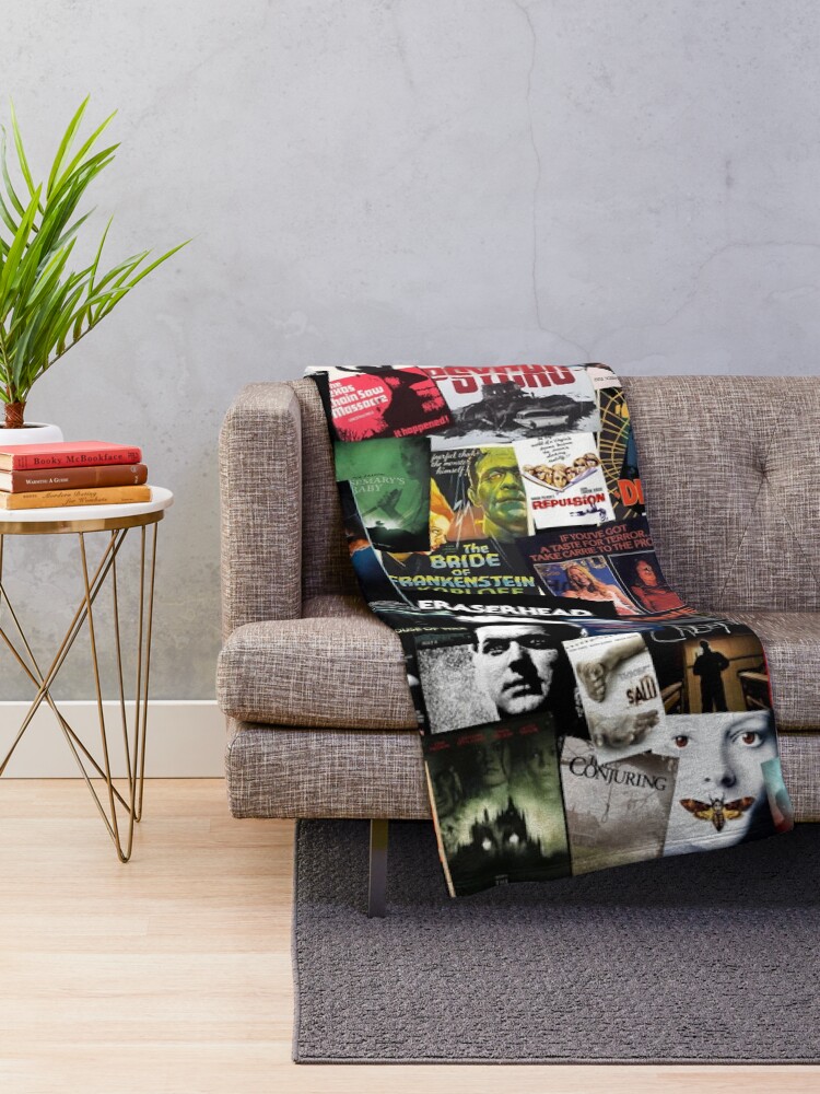 Alternate view of 100 Best Horror Movies of All Time Collage Throw Blanket
