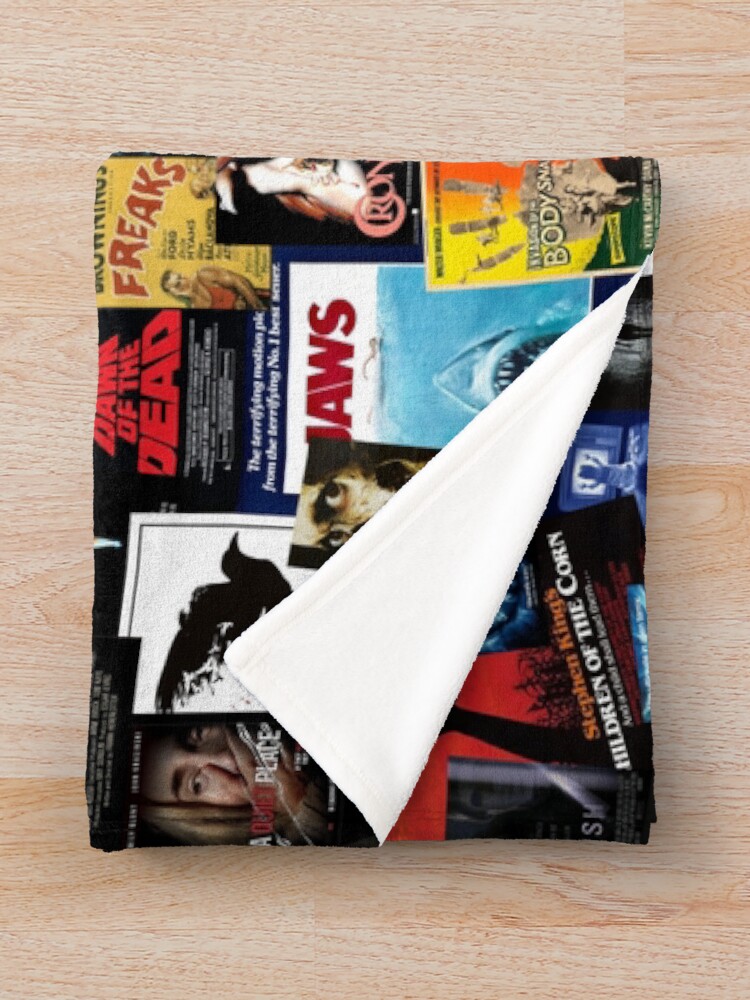 Alternate view of 100 Best Horror Movies of All Time Collage Throw Blanket