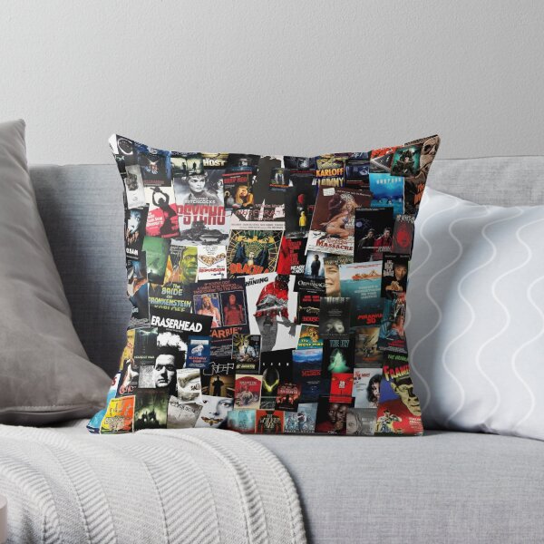 100 Best Horror Movies of All Time Collage Throw Pillow