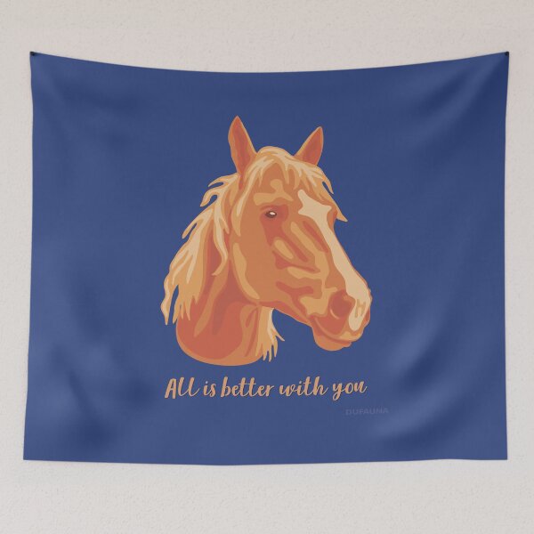 Item preview, DuFauna Horse Orange and Blue Smiling Face "All is better with you" designed and sold by DuFauna.