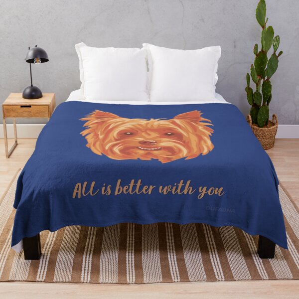 Item preview, DuFauna Yorkie Orange and Blue Smiling Face "All is better with you" designed and sold by DuFauna.