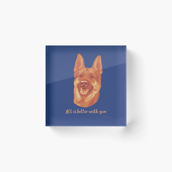 Item preview, DuFauna German Shepherd Orange and Blue Smiling Face "All is better with you" designed and sold by DuFauna.