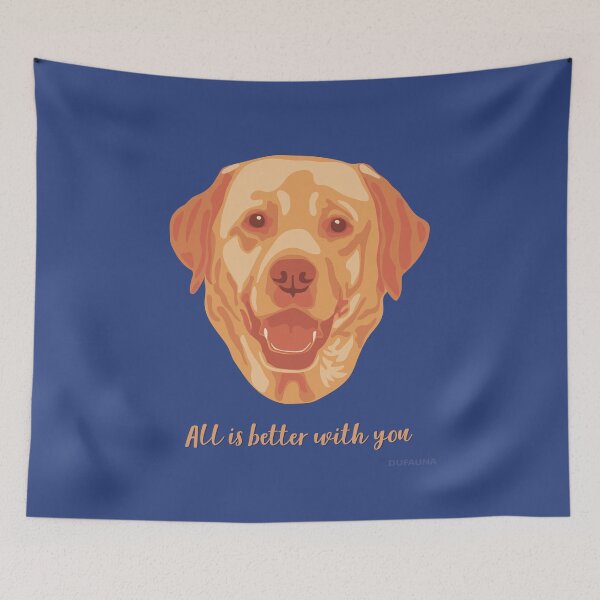 Item preview, DuFauna Labrador Orange and Blue Smiling Face "All is better with you" designed and sold by DuFauna.