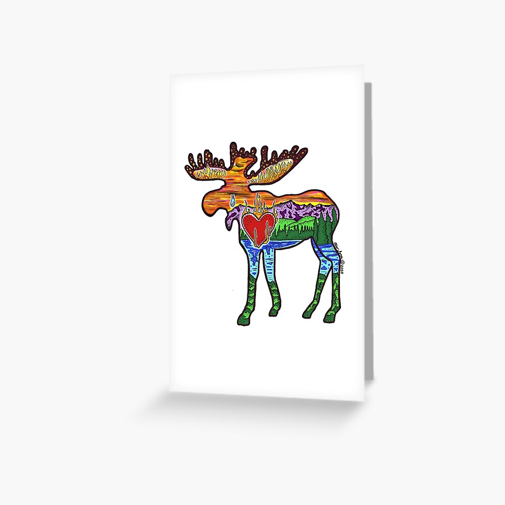 Heart Afire Moose Greeting Card