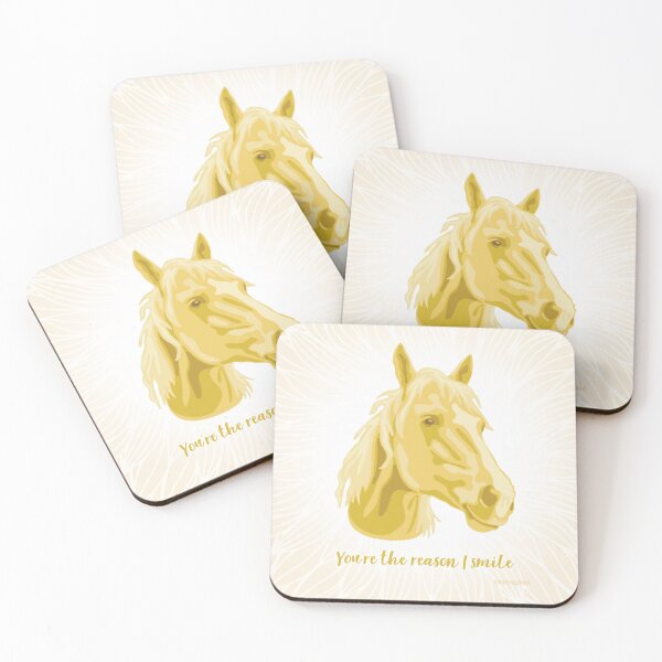 Item preview, DuFauna Horse Yellow and Cream Smiling Face "You're the reason I smile" designed and sold by DuFauna.
