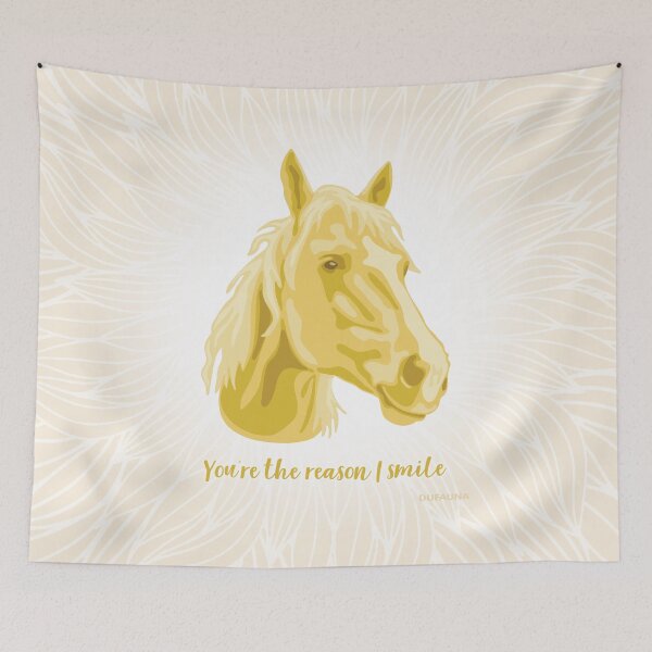 Item preview, DuFauna Horse Yellow and Cream Smiling Face "You're the reason I smile" designed and sold by DuFauna.