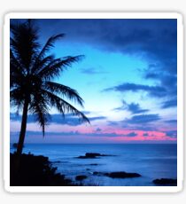 Tropical Island Pretty Pink Blue Sunset Landscape Sticker