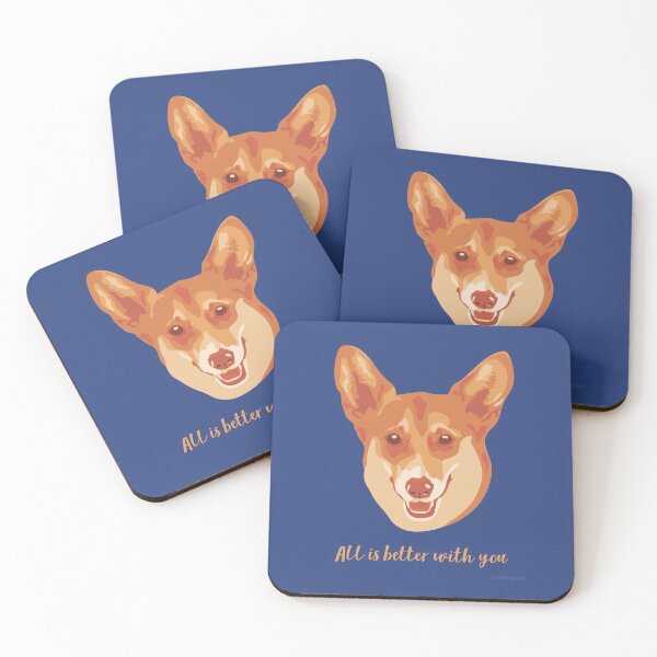 Item preview, DuFauna Corgi Cara sonriente naranja y azul "Todo es mejor contigo" designed and sold by DuFauna.
