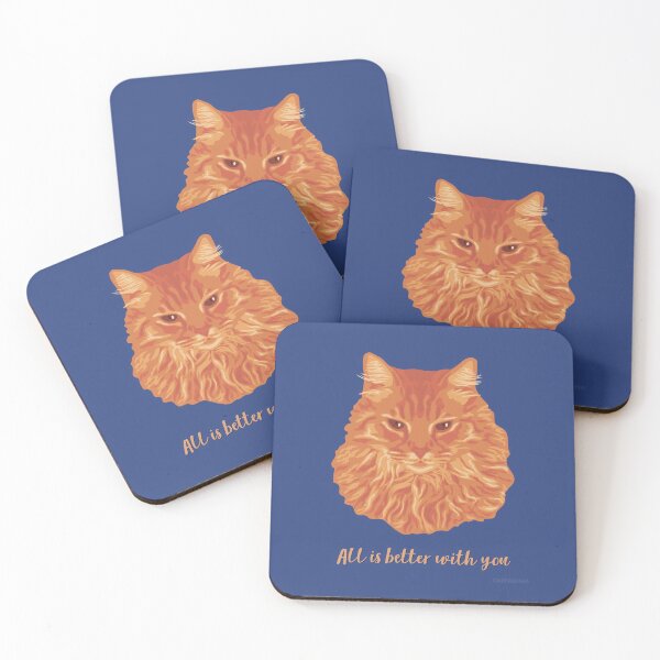 Item preview, DuFauna Norwegian Forest Cat Orange and Blue Face "All is better with you" designed and sold by DuFauna.