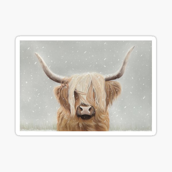 Item preview, Highland cow in snow pastel drawing  designed and sold by Sabrina  Jones.