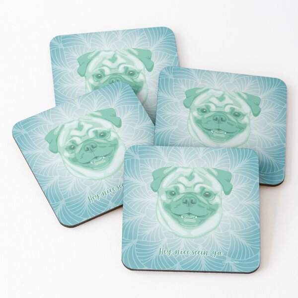 Item preview, Pug Neo Mint Smiling Face "Hey, nice seein' ya"  designed and sold by DuFauna.
