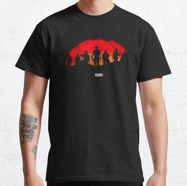 Vista previa del artículo con la obra «CAMISETA NEGRA RDR2», diseñado y vendido por PLAYER ONE.
