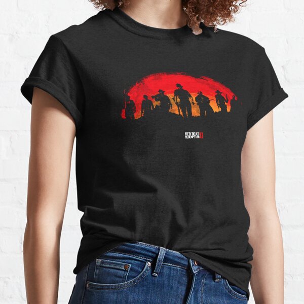 Vista previa del artículo con la obra «CAMISETA NEGRA RDR2», diseñado y vendido por PLAYER ONE.