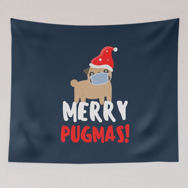 Item preview, Merry Pugmask Woofmas - Funny Pug Wearing Mask Christmas designed and sold by mydoodlesateme.