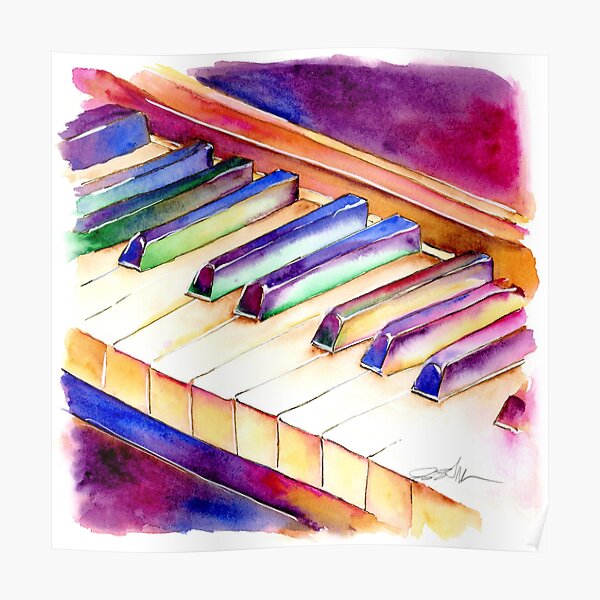 Colorful Piano Keyboard Poster