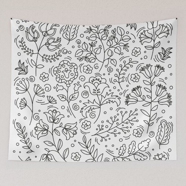 Item preview, Black white floral pattern designed and sold by Lisa Johnson.
