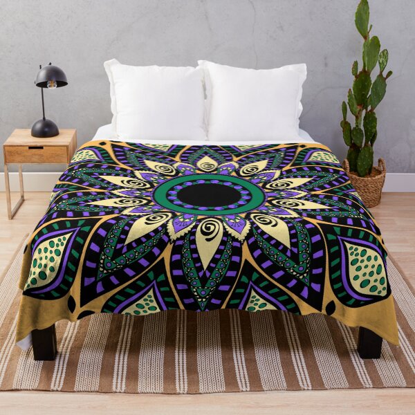 Item preview, Preppy Zen Yoga yellow peacock green purple mandala designed and sold by IamTrending.