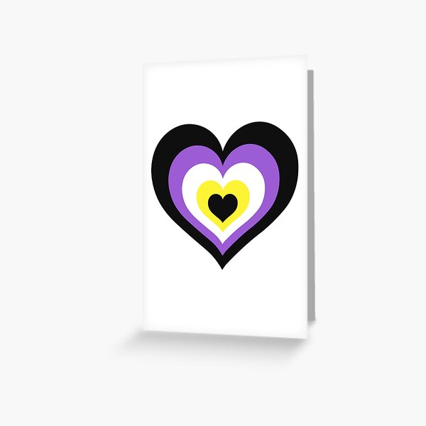 Non-Binary Pride Flag Heart Shape Greeting Card