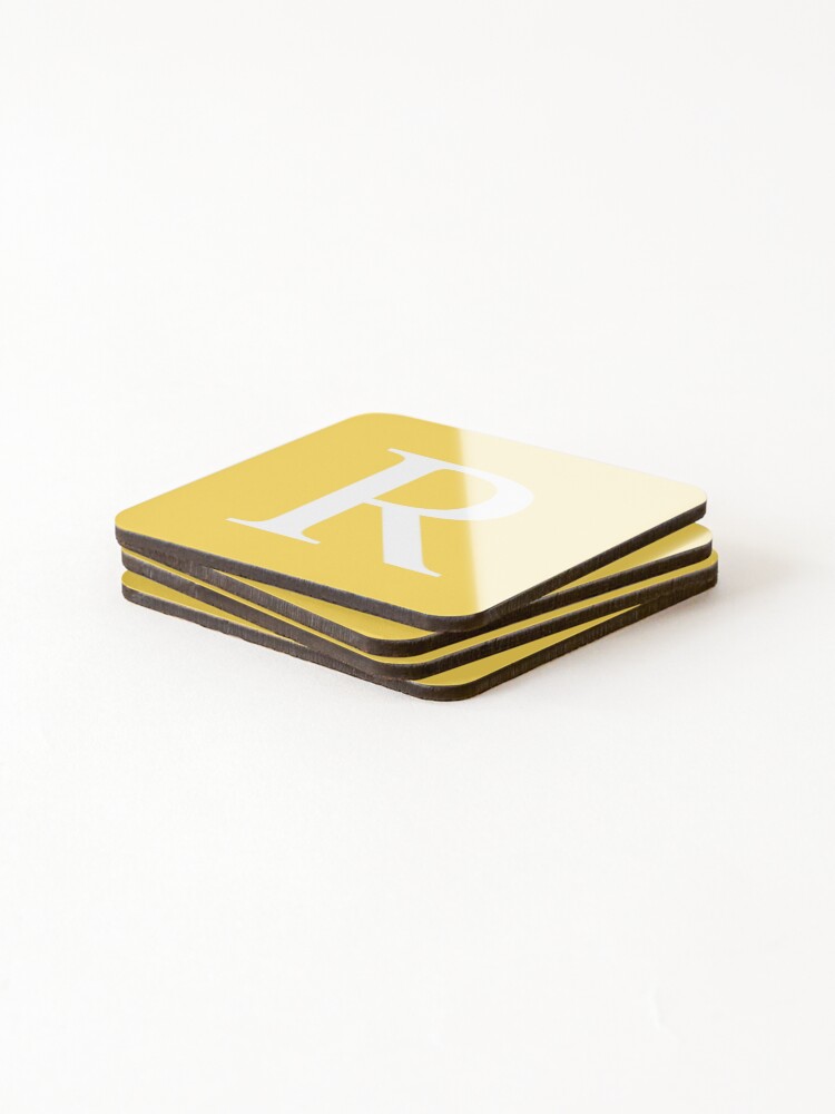 Thumbnail 4 of 5, Coasters (Set of 4), Mustard Yellow Basic Monogram R designed and sold by rewstudio.