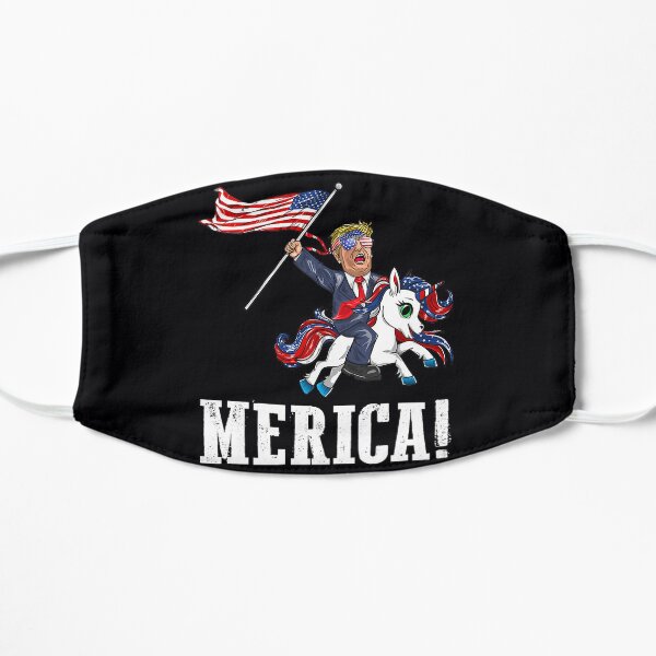Merica Unicorn TrumpAmerica First American Flag Flat Mask