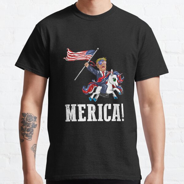 Merica Unicorn TrumpAmerica First American Flag Classic T-Shirt