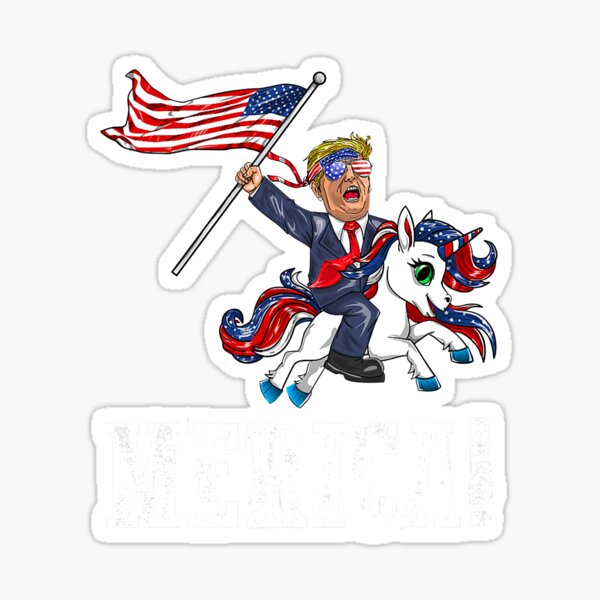 Merica Unicorn TrumpAmerica First American Flag Sticker