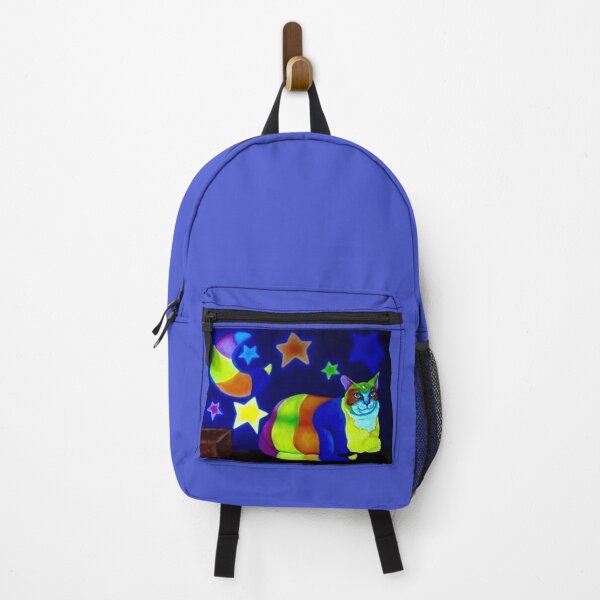 Item preview, Colorful cat called bombon on the roof under the moon and stars designed and sold by decasoart.