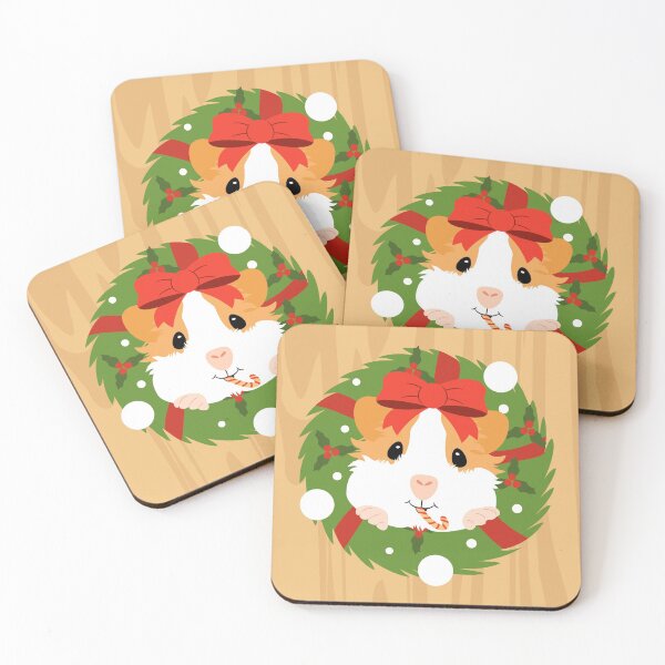 Item preview, Guinea Pig Christmas Wreath on a Wooden Door designed and sold by Lulupainting.